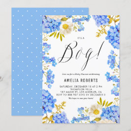 Convites Hydrangeas Azuis e Brancas É um Chá de fraldas