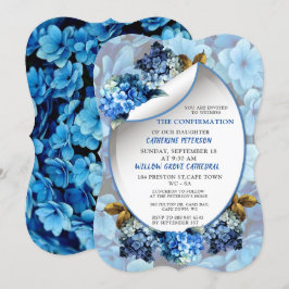 Convites Hydrangeas Azuis Flores de Aquarela Confirmação i