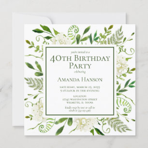 Convites Hydrangeas Brancas para 40º Aniversário