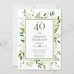 Convites Hydrangeas Brancas para 40º Aniversário