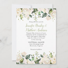 Convites Hydrangeas brancas Rosas Greenery Casamento Convit