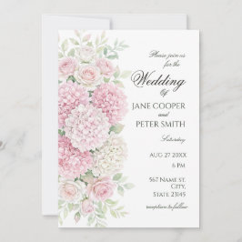 Convites Hydrangeas e rosas pastéis Orçamento Casamento