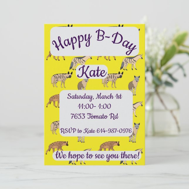 Convites Hyenas Happy Birthday (Em pé/Frente)