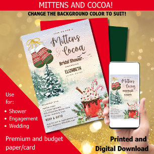 Convites Hygge Mittens e Chá de panela de inverno de cacau