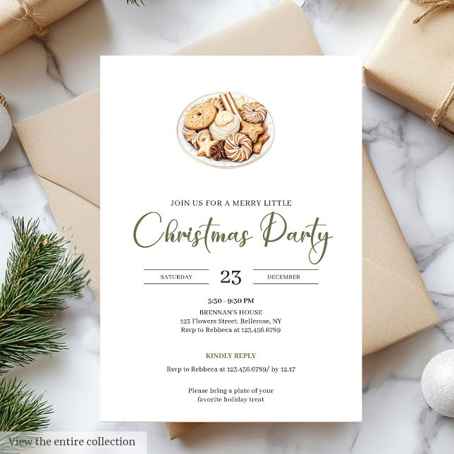 Convites Hygge Style Olive Green Minimalist Christmas Party (Hygge Style Olive Green Minimalist Christmas Party

)
