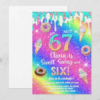 Convites I am 6 not 7 girl 6th birthday invitation.