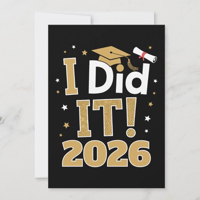 Convites I Did It Class Of 2026 Gold Graduation Graduate (Frente)