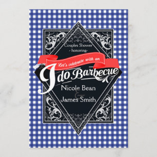 Convites I DO BARBECUE CHURRASCO Noivado Azul e Vermelho Ve