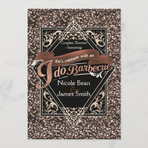 Convites I DO BARBECUE CHURRASCO Rosa Glitter Noivado