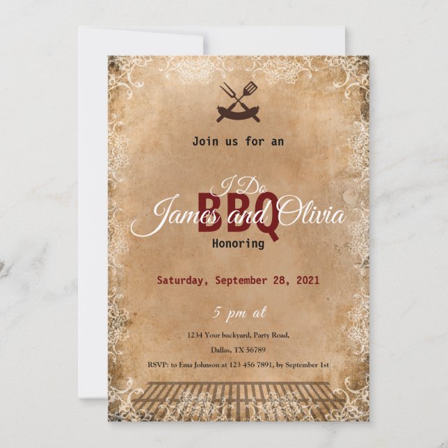 Convites I Do BBQ Invitation, Couples Shower Engagement  (Frente)