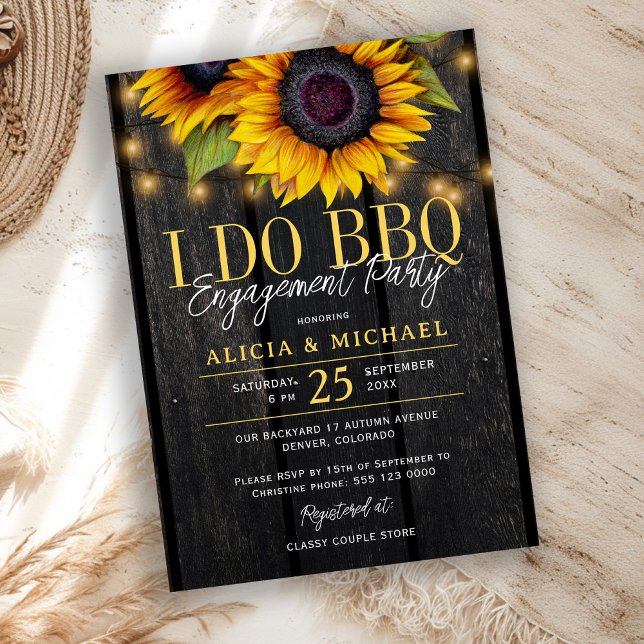 Convites I DO BBQ rustic sunflower engagement party (Criador carregado)