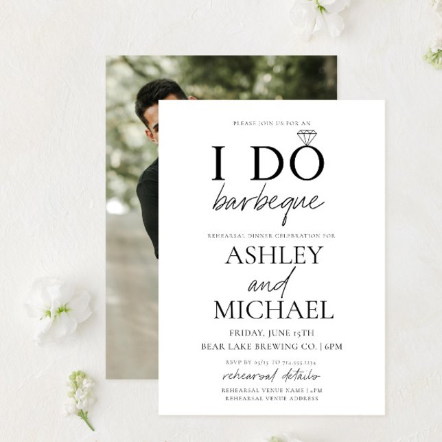 Convites I DO CHURRASCO Black & White Script Photo Test (Criador carregado)