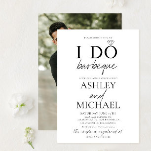 Convites I DO CHURRASCO Chá de fotos preto e branco