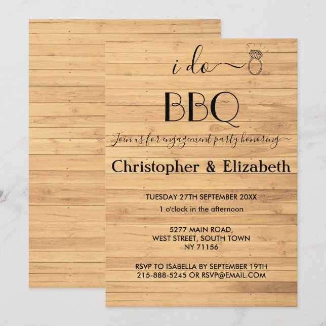 Convites I DO CHURRASCO Festa de noivado Russo Ring Custom (Frente/Verso)