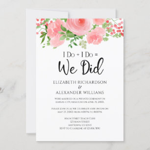 Convites I Do = Fizemos Elopemento De Casamento Floral Rosa