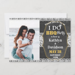 Convites I DO Noivado Foto Elegante Lace Chalkboard CHURRAS