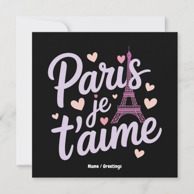 Convites I Love Paris Je t'aime Eiffel Tower France T-Shirt (Frente)