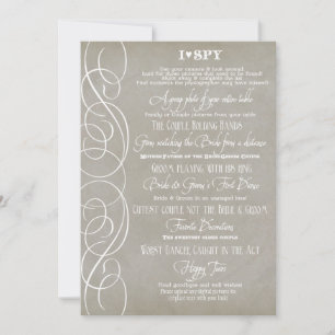 Convites I Spy Heart Typographics Reception Cards