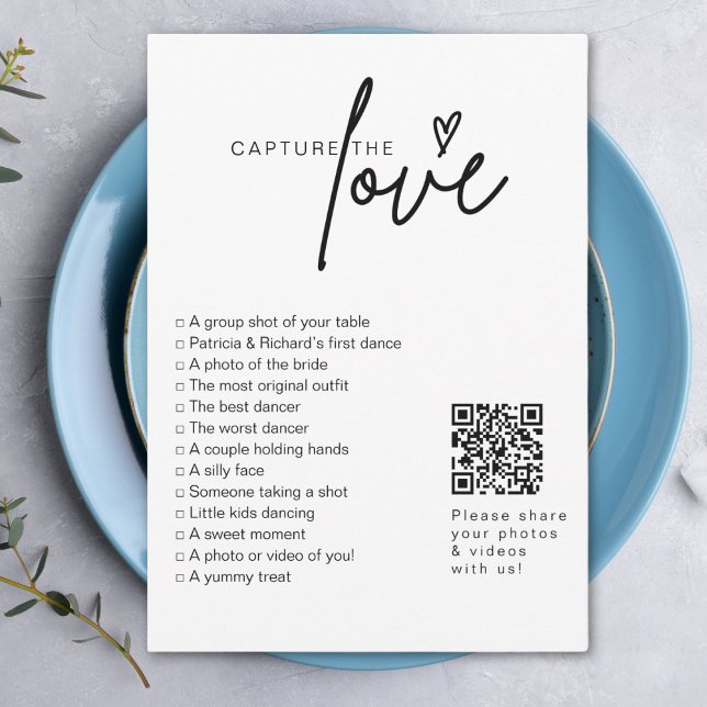 Convites I Spy Weding Game Capture The Love Photo Hunt QR (Criador carregado)