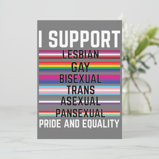 Convites I Support Lesbian Gay Bisexual Trans Asexual Panse (Em pé/Frente)