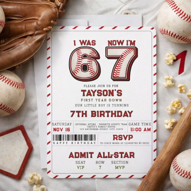 Convites I Was 6, Now I’m 7 – Baseball 7th Birthday (I Was 6, Now I’m 7 – Baseball 7th Birthday Invitation
)