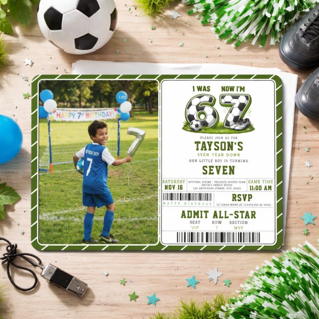 Convites I Was 6, Now I’m 7 Soccer Birthday – All-Star Part (I Was 6, Now I’m 7 Soccer Birthday – All-Star Part Invitation
)
