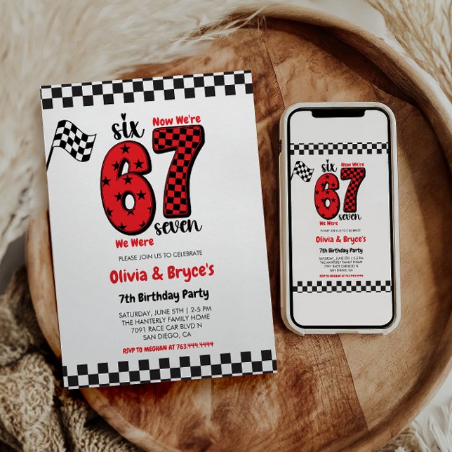 Convites I Was 6, Now I’m 7 – Twin 7th Birthday for Kids (I Was 6, Now I’m 7 – Twin 7th Birthday for Kids Invitation
)