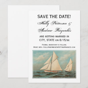 Convites Iates de Vintage Náutica #1 Salve a data
