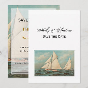 Convites Iates Vintage Náuticos Corrida #1 Salve a Data