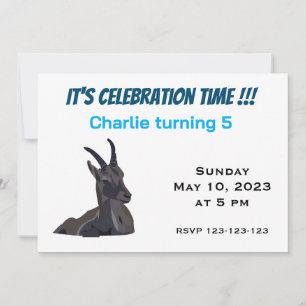 Convites Ibex Cabra Arte Animal Aniversário Infantil