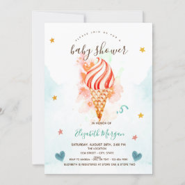 Convites Ice Cream Estrelas Corações Chá de Bebê  