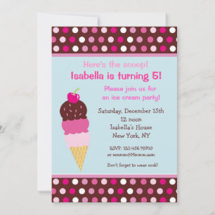 Convites Ice Cream Party Birthday Invitations icecream