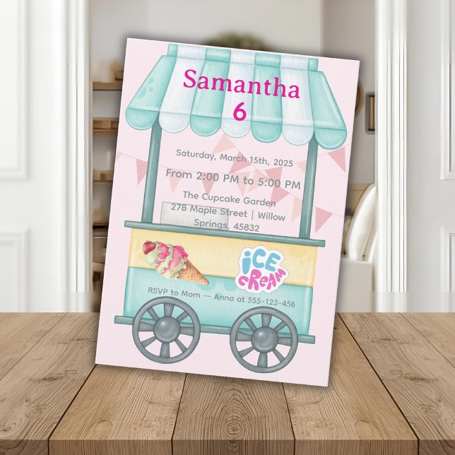 Convites Ice Cream Party Invitation, Samantha 6th Birthday (Criador carregado)