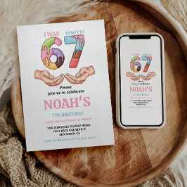 Convites Ice Cream “Six Seven” 7th Birthday Party for Kids