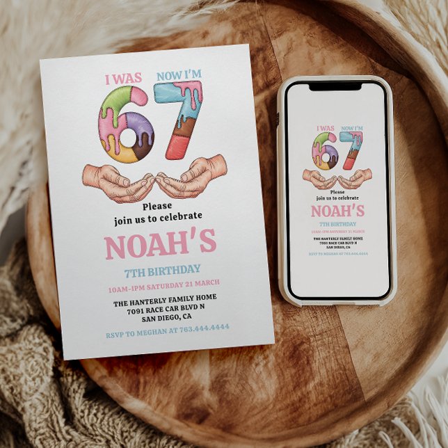 Convites Ice Cream “Six Seven” 7th Birthday Party for Kids (Ice Cream “Six Seven” 7th Birthday Party for Kids Invitation
)