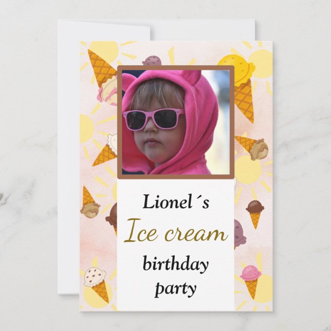 Convites ice cream summer party photo (Frente)