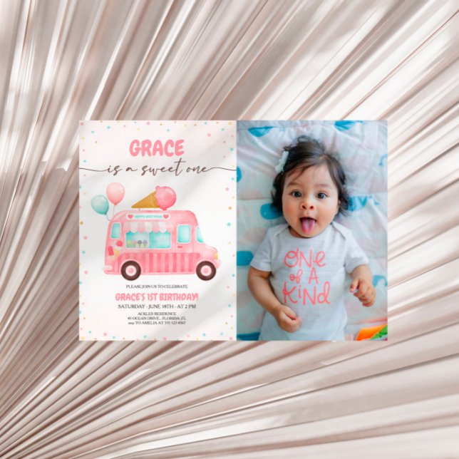 Convites Ice Cream Truck Aqui está a Foto de Aniversário do (Criador carregado)