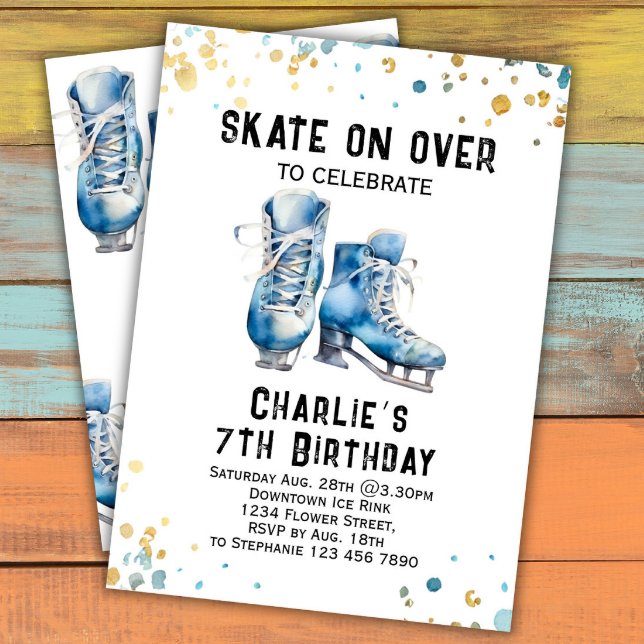 Convites Ice Skating Birthday Invitation Party Ice Skating (Criador carregado)