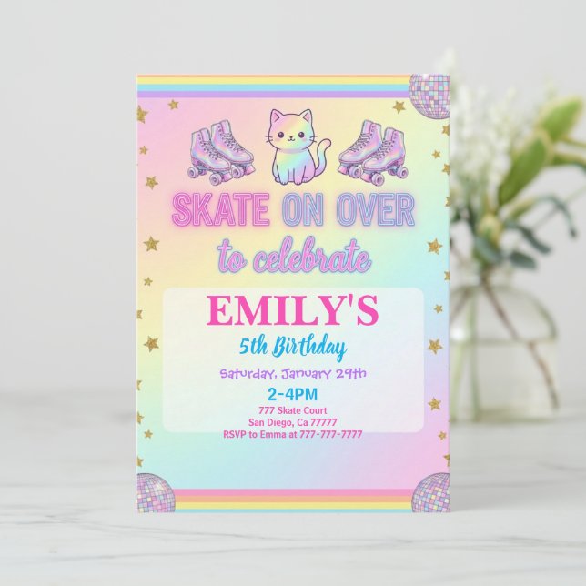 Convites Ice Skating Birthday Party Invitation (Em pé/Frente)