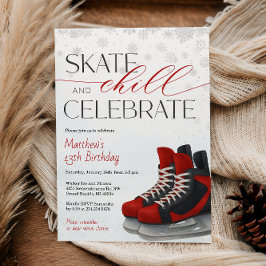 Convites Ice Skating Teen Boy's Hockey Birthday Invitation