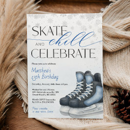 Convites Ice Skating Teen Boy's Hockey Birthday Invitation
