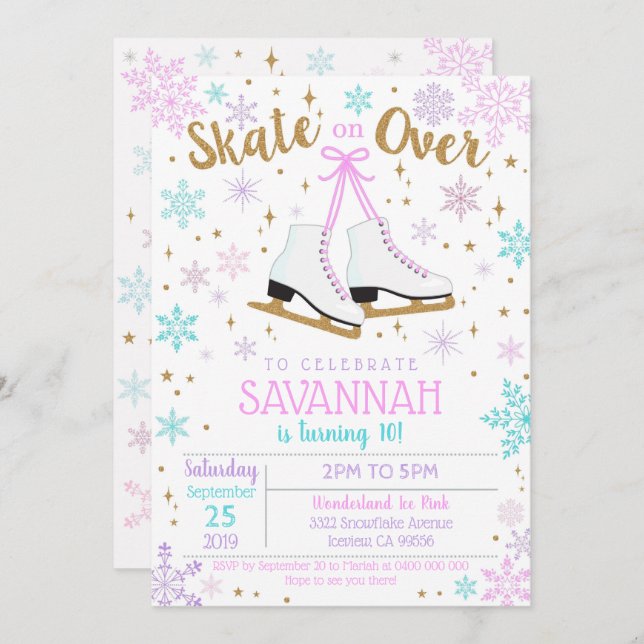 Convites Ice Skling Invitation Party Ice (Frente/Verso)