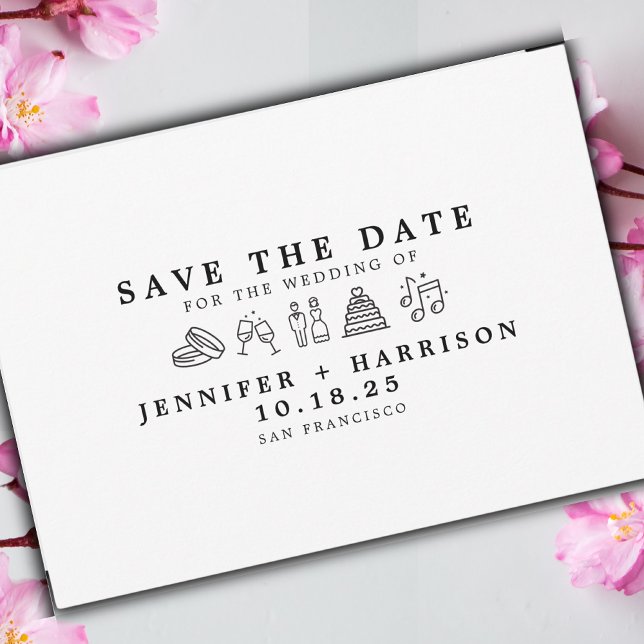 Convites Ícone de Casamento Divertido Moderno Save the Date (Criador carregado)