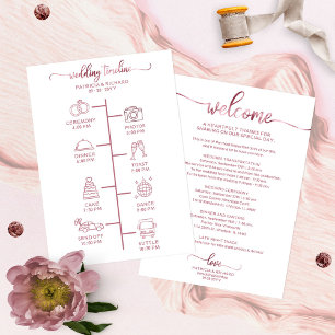 Convites Ícone de Itinerário de Casamento Chic Script Boas-