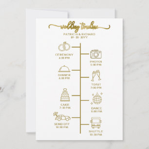 Convites Ícone de Itinerário de Casamento Chic Script Boas-