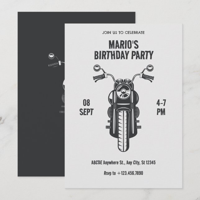 Convites ícone de motocicleta vintage  (Frente/Verso)