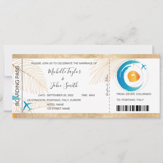 Convites Ícone de Plano Cardíaco Pass de Casamento de Desti (Frente)