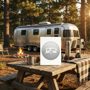 Convites Ícone de Reboque de Camping Prateado RV Minimalist