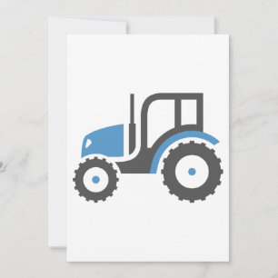 Convites Ícone de Trator Agrícola Azul e Cinza