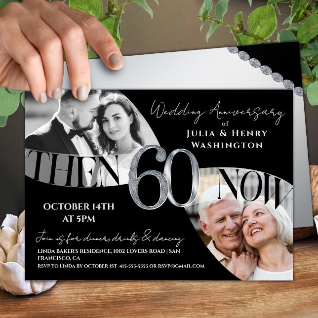 Convites Ícone Moderno de 60º Aniversário de Casamento (Criador carregado)
